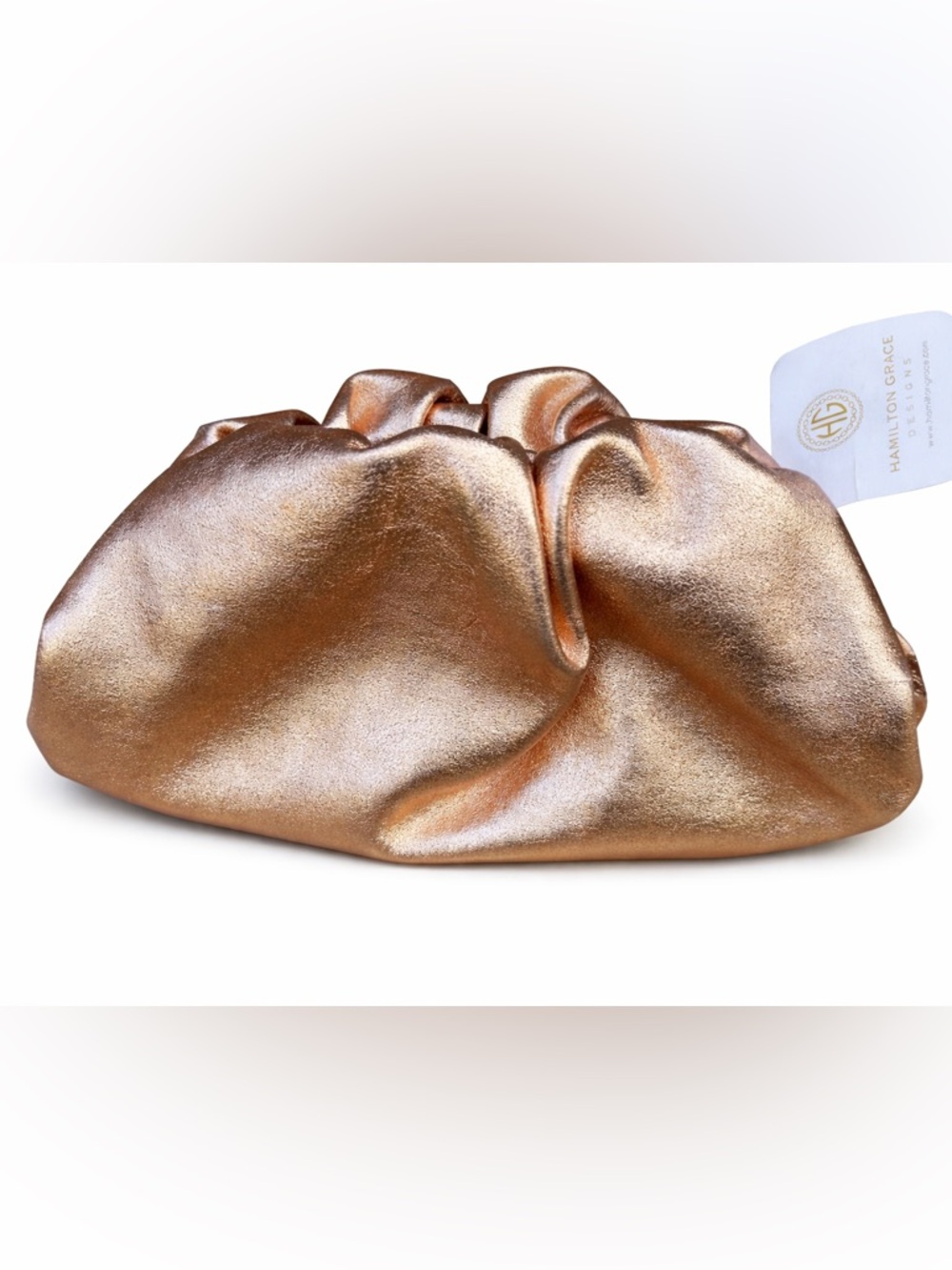 Metallic Rose Gold Statement Clutch – Glam Luxe Vibes NWT